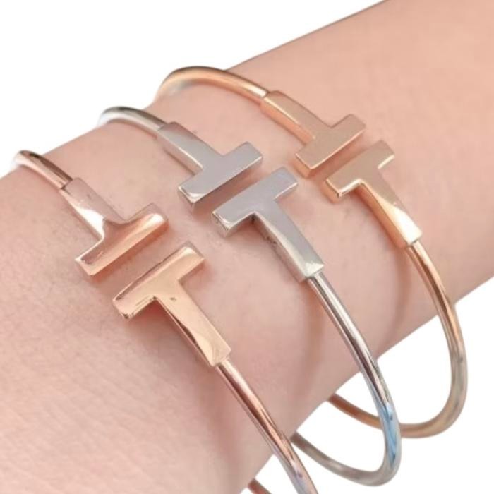 Double T Diamond Bangle white gold 18 K/ T diamond bangle 18k/ T Bangle Gold bracelet-HT-464GBD5000LS/430GBD4200LS/463GBD4200LS