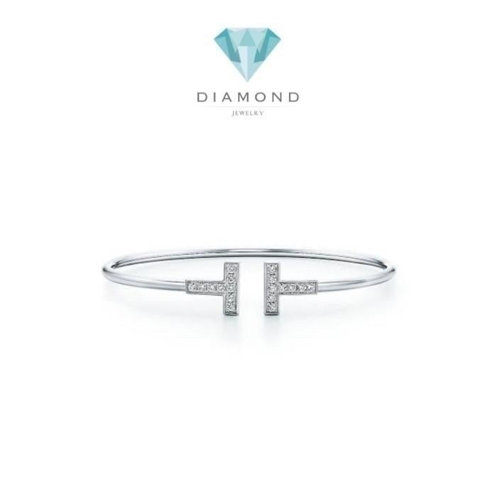 Double T Diamond Bangle white gold 18 K/ T diamond bangle 18k/ T Bangle Gold bracelet-HT-464GBD5000LS/430GBD4200LS/463GBD4200LS