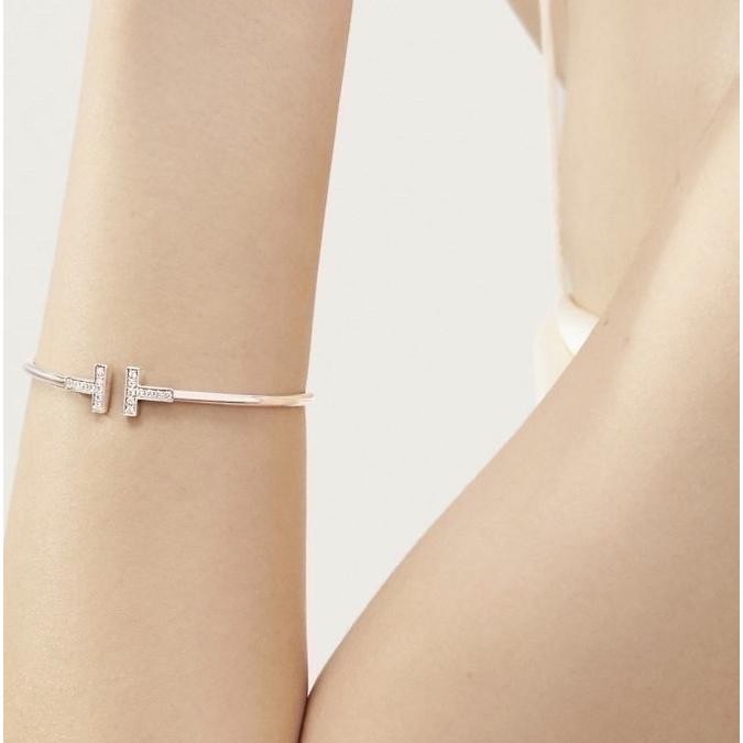 Double T Diamond Bangle white gold 18 K/ T diamond bangle 18k/ T Bangle Gold bracelet-HT-464GBD5000LS/430GBD4200LS/463GBD4200LS