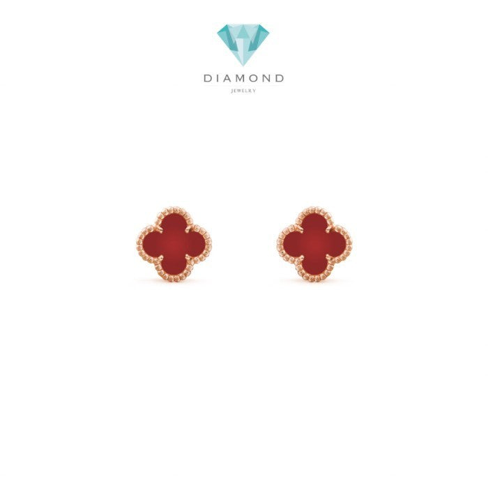 Sweet Clover Red Charnelian 18K Necklace/Bracelet/Earring/Kalung/Gelang/Anting Emas Fashion-Diamond Jewelry-398KBD2000LS/372ABD228RY/128GBD22000AB-HT
